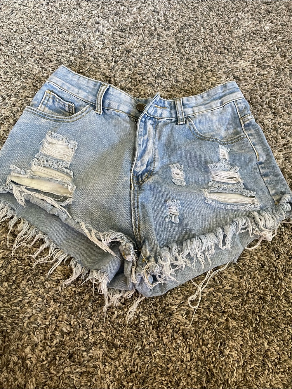 Light Blue Distressed Denim Women’s Shorts